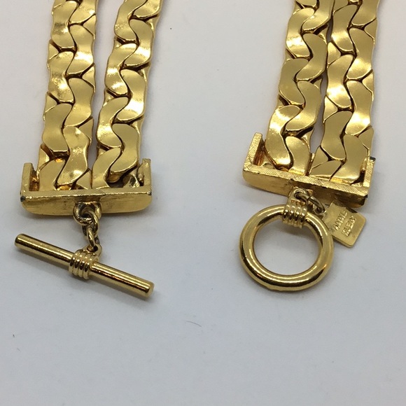 Anne Klein Couture Gold tone Double Strand Chain 1980’s Necklace - Picture 7 of 10